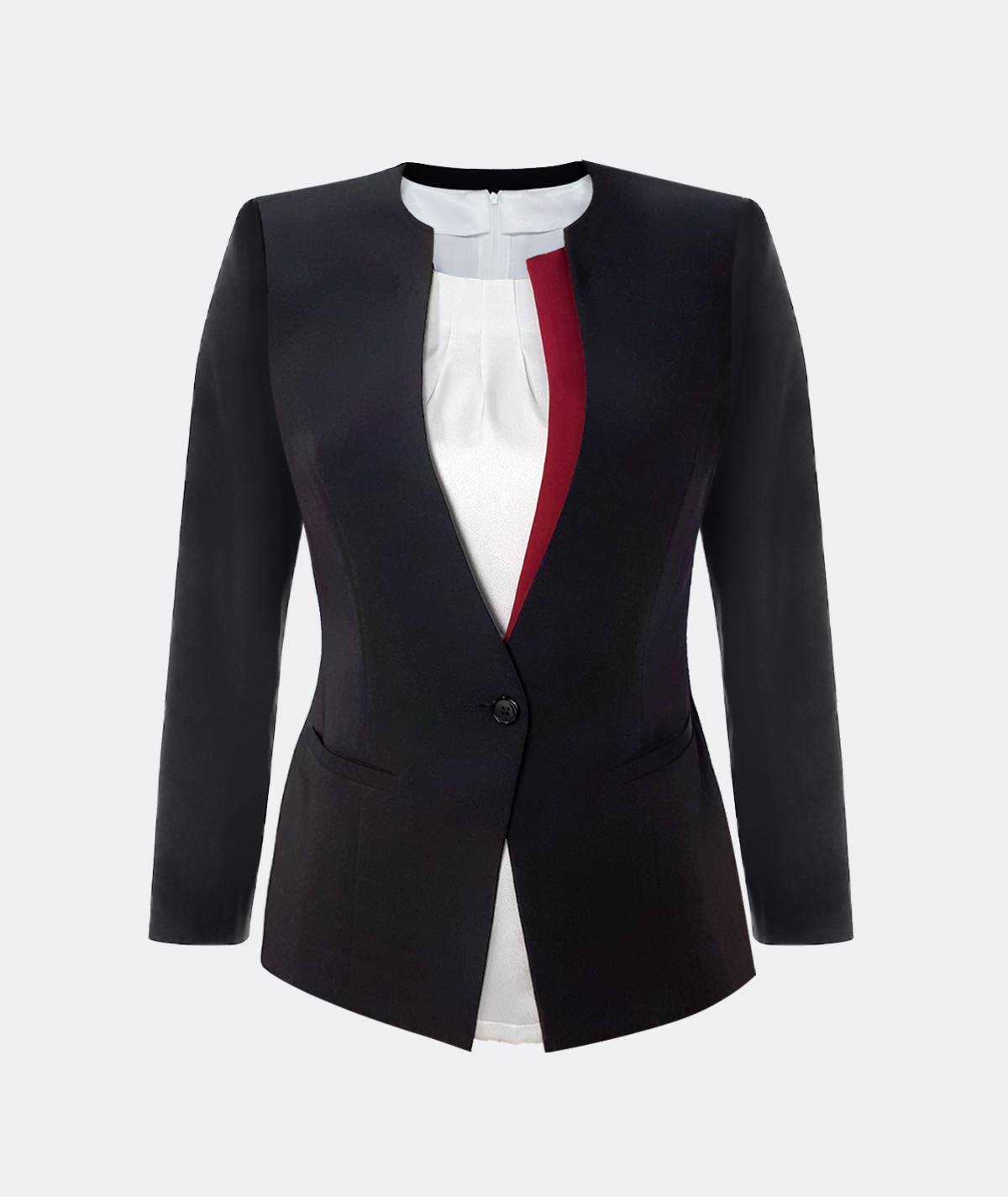 Collarless Business Suit Jacket work - Modoleen