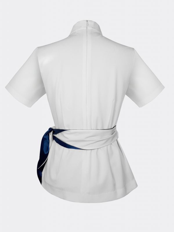 Stylish Beauty Blouse with Pleats and Zen Collar