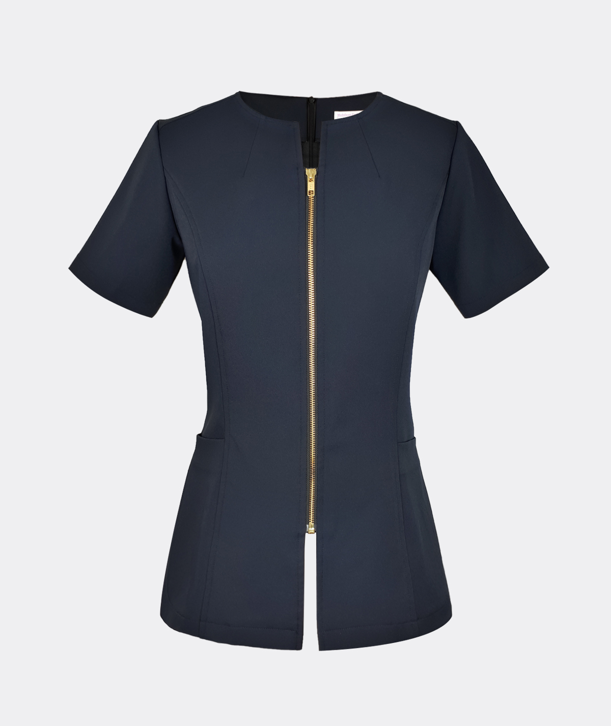 Modern ladies top fashion zipper blouse navy
